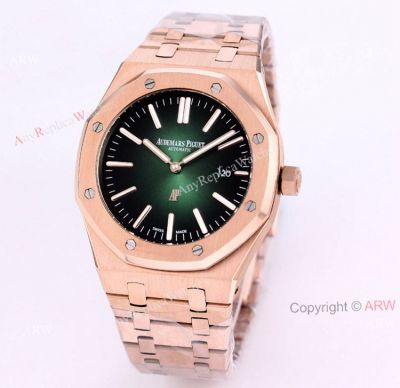 Audemars Piguet Royal Oak 41 Rose Gold Green Dial Knockoff Watch Automatic 